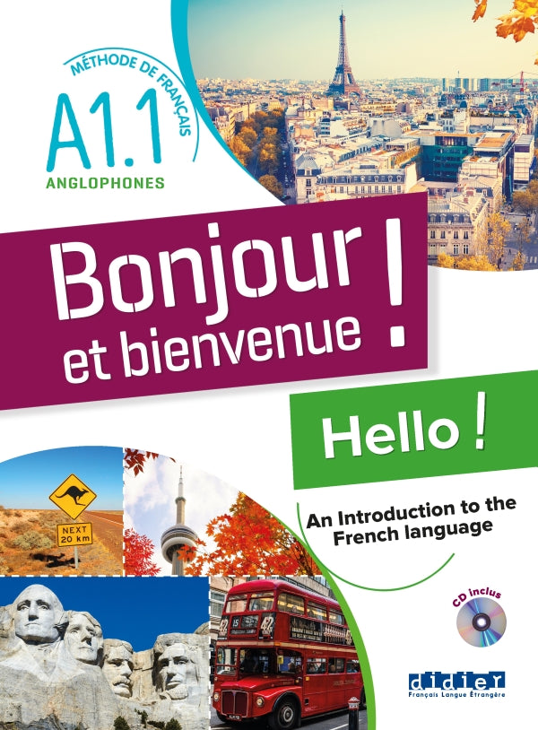 Bonjour et bienvenue A1.1 - pour anglophones - Livre-cahier + CD. - 9782278093168 - Front cover